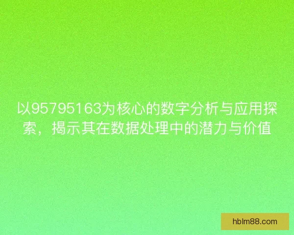 以95795163为核心的数字分析与应用探索，揭示其在数据处理中的潜力与价值