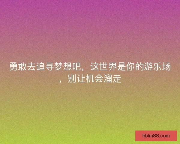 勇敢去追寻梦想吧，这世界是你的游乐场，别让机会溜走